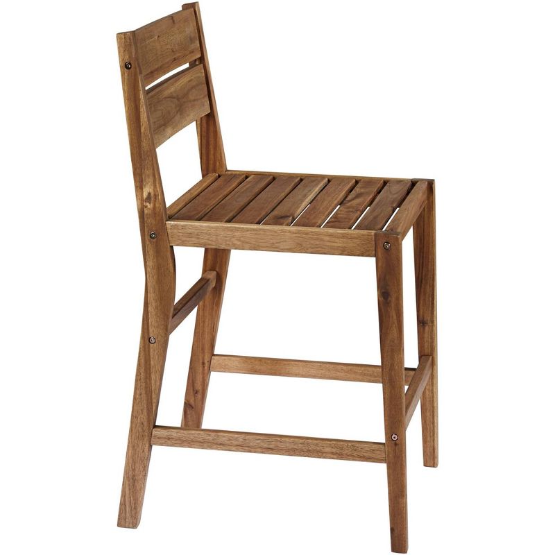 Teal Island Designs Nova 24" Natural Wood Outdoor Counter Stools Set of 2