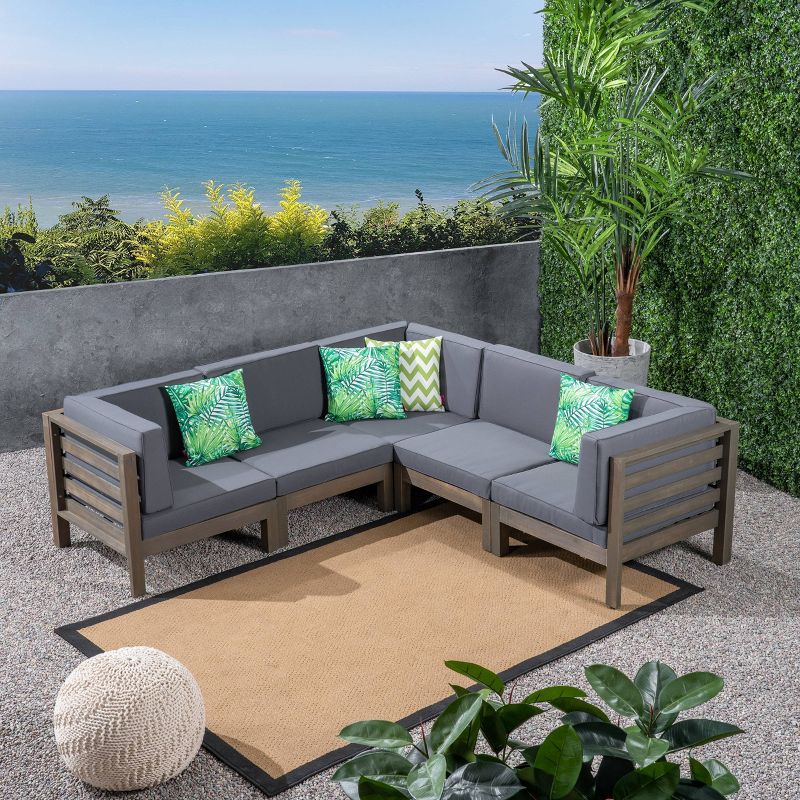 Draper 5pc Sectional Set with Sunbrella - Sage - Leisure Made