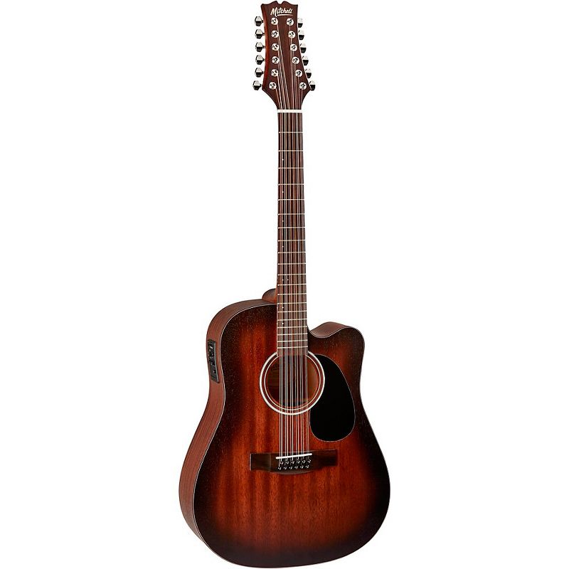 Mitchell T331TCE-BST Terra 12 String Acoustic Electric Dreadnaught Mahogany Top Guitar Edge Burst