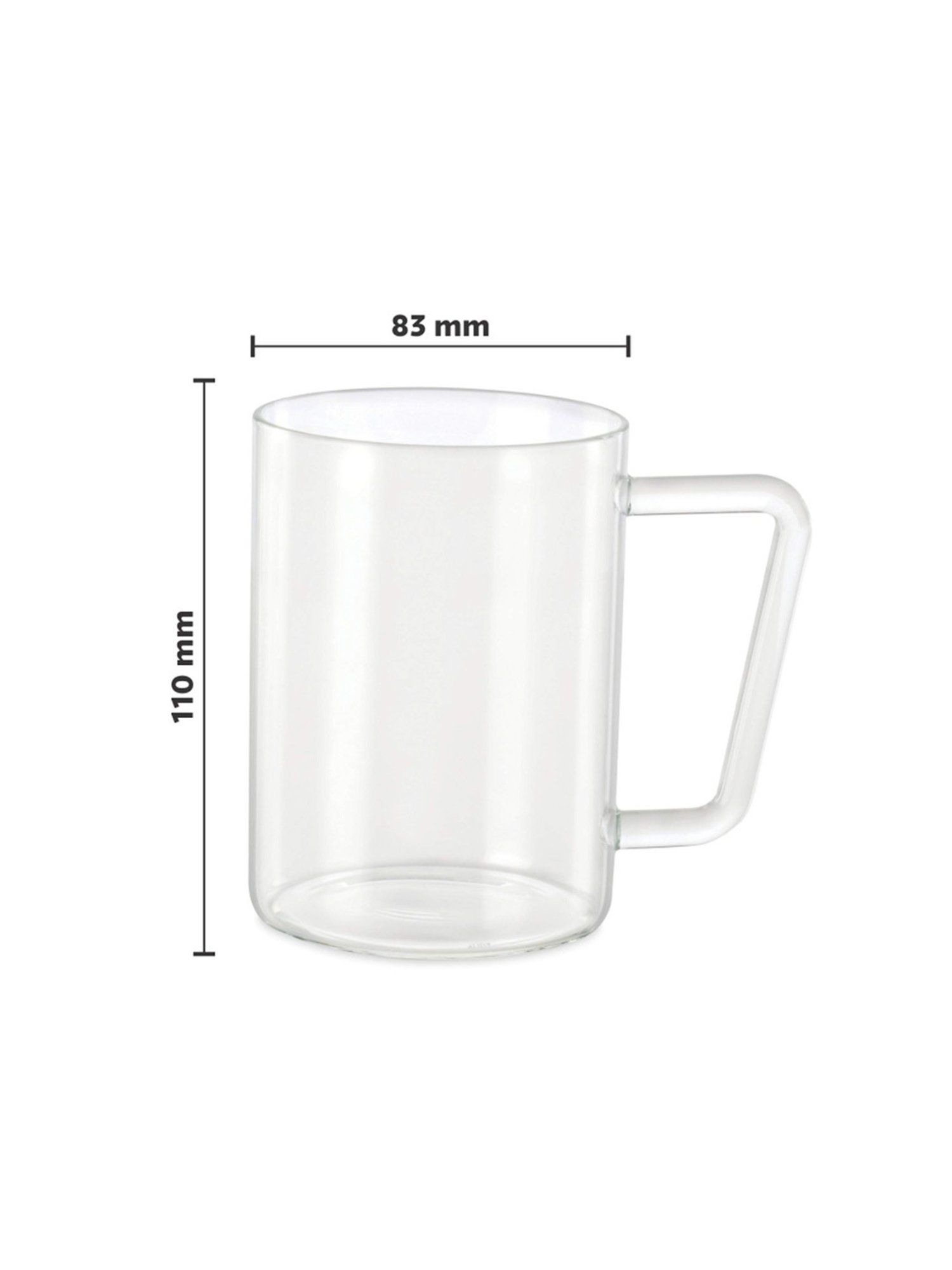 Borosil Transparent Glass Beer Mug - Set of 2 (500 ml)