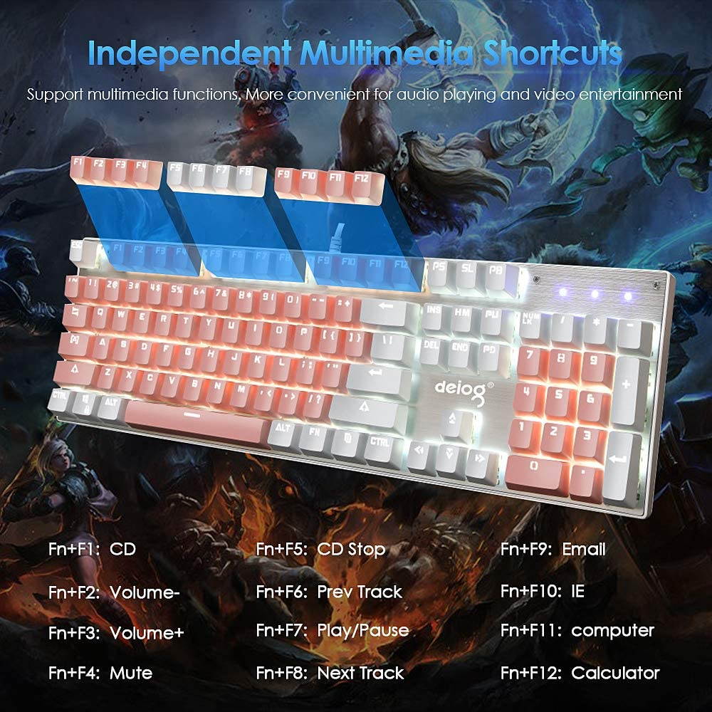 FELiCON RGB LED Backlit Wired Mechanical Gaming Keyboard,Metal Panle Dustproof Suspended Keycap Keyboard,for Laptop PC Game and Work (Pink)