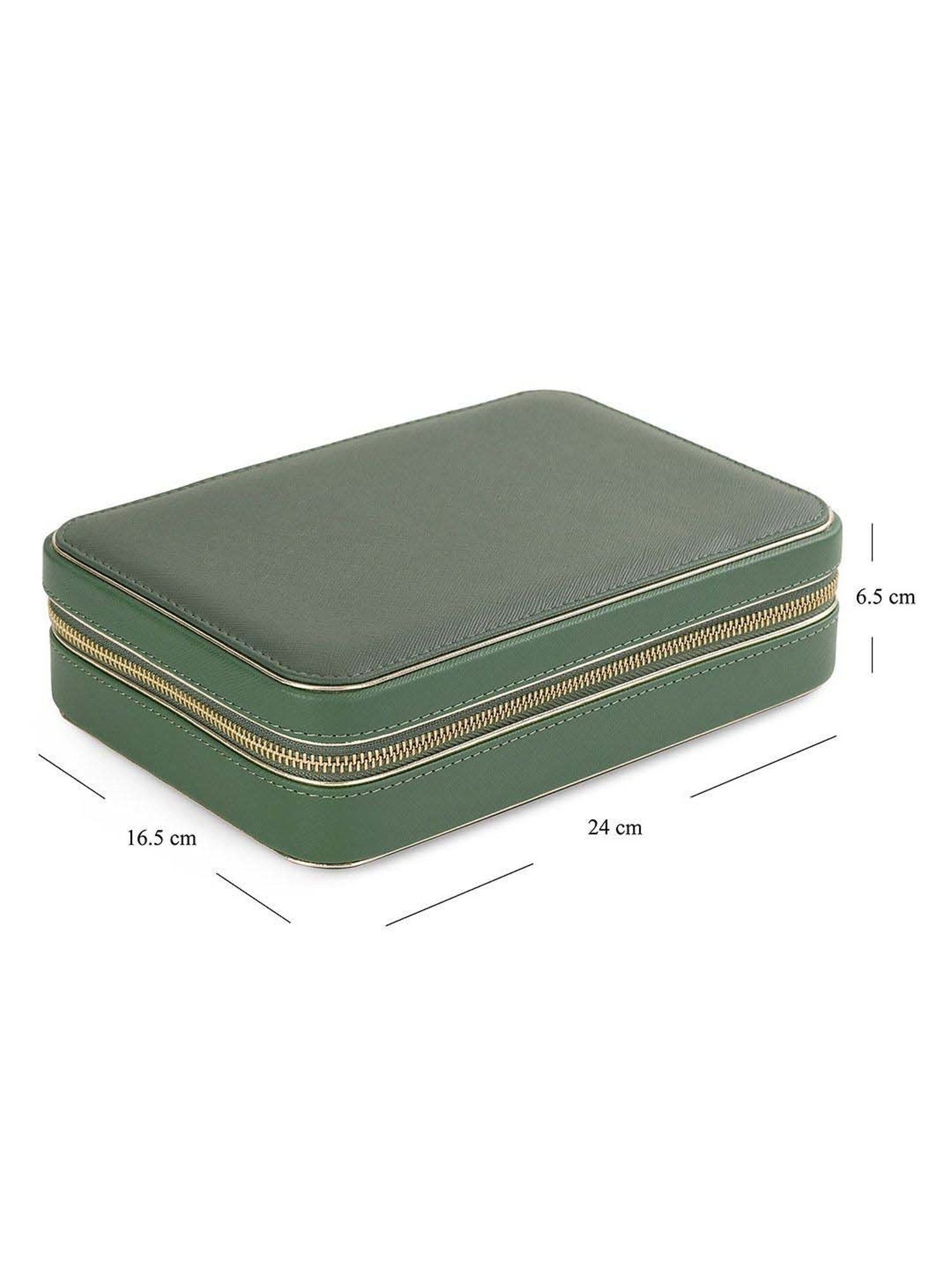 Pure Home and Living Green Mdf Travel Rectangular Jewellery Box