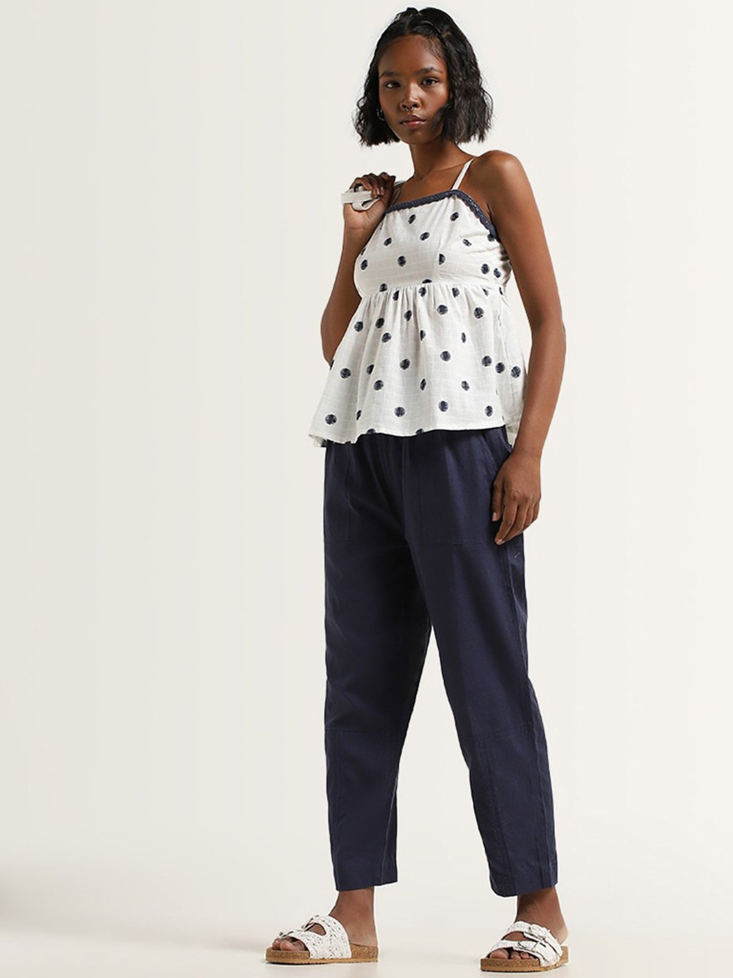 Bombay Paisley by Westside White Printed Crochet Top