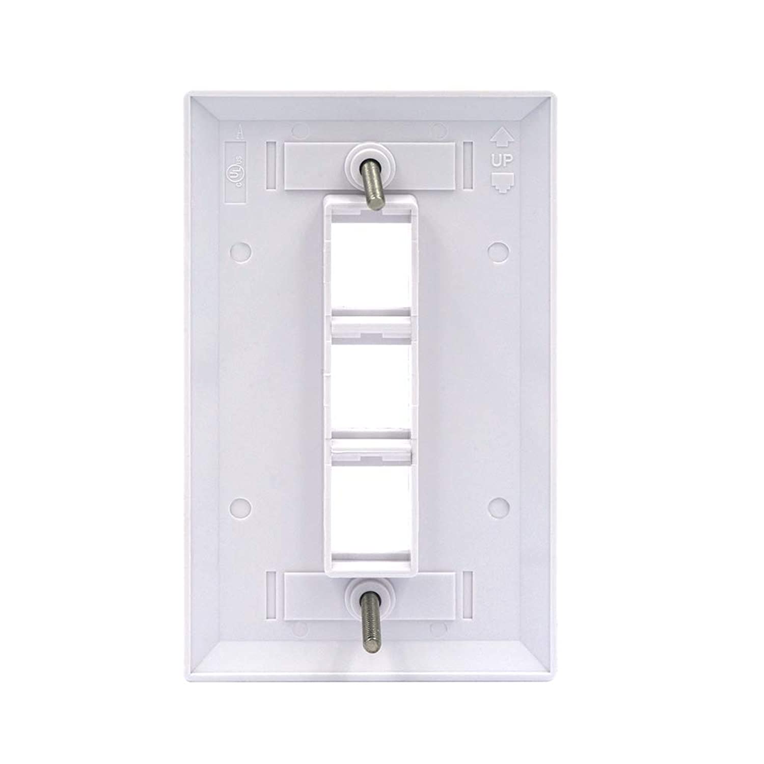 VCE 10 Pack 3-Port Keystone Wall Plate for Keystone Jack and Modular Inserts- White UL Listed