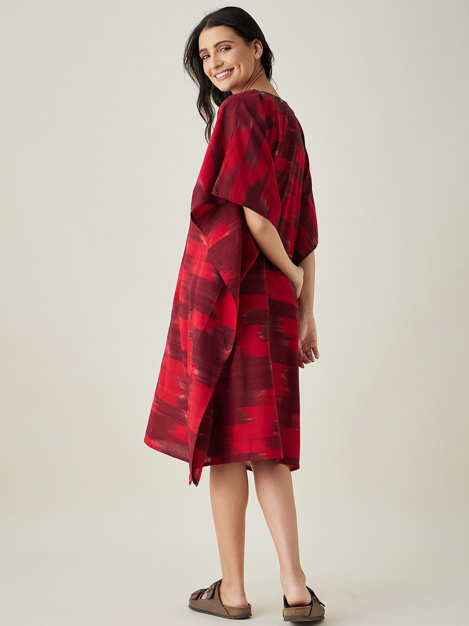 The Kaftan Company Red Cotton Kaftan Dress