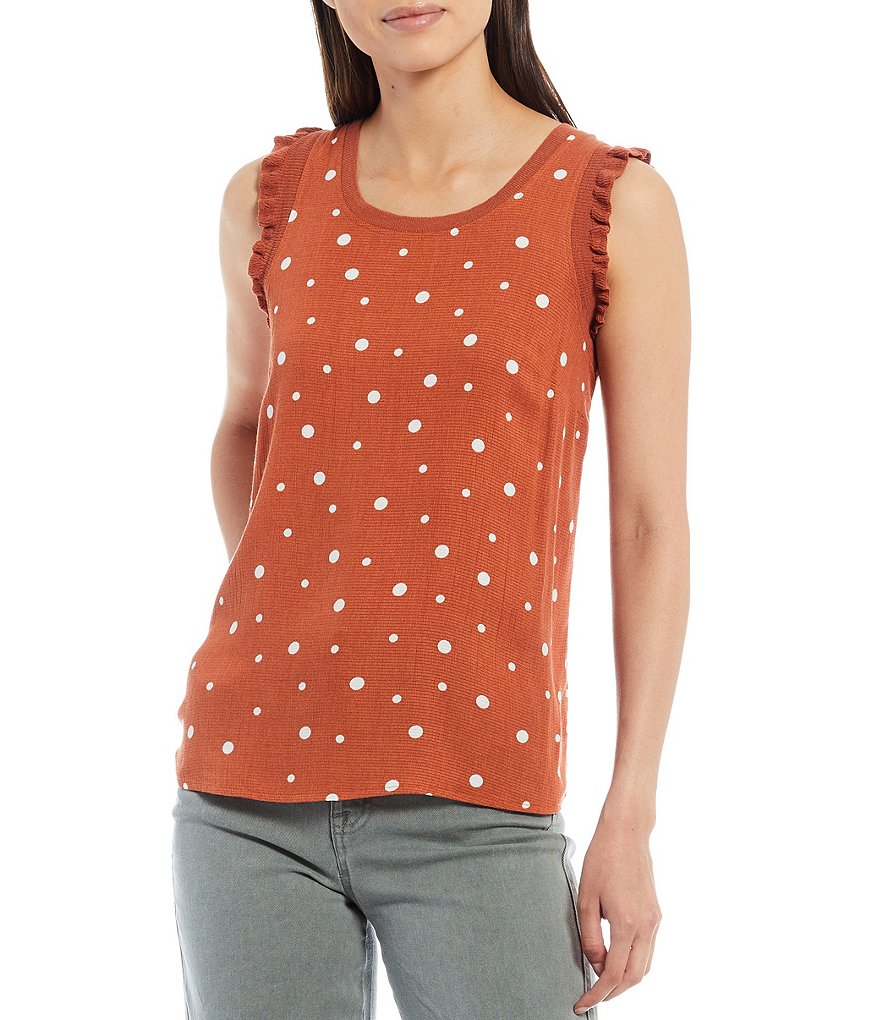 Ella Moss Declyn Scattered Dots Print Flutter Sleeve Tank