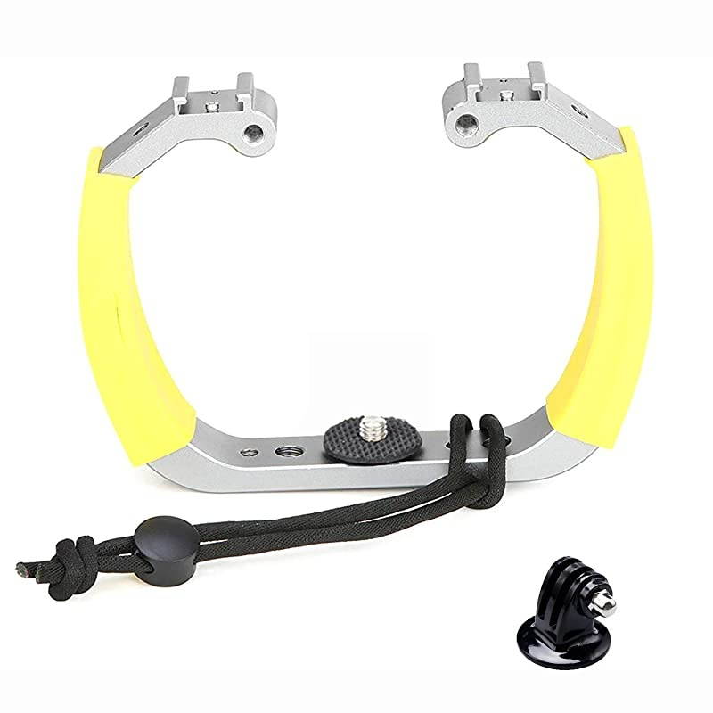 GBU70Y Underwater Diving Rig for GoPro Hero with Cold Shoe Mounts Wrist Strap Works with HERO3 HERO4 HERO5 HERO6 HERO7 HERO8 and Waterproof Action Cam Scuba GoPro Accessory Yellow
