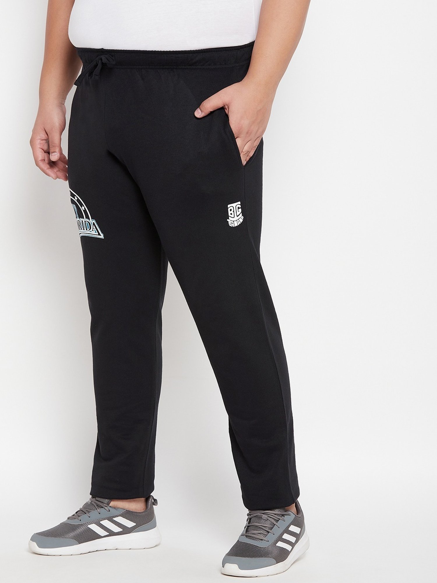 Bigbanana Black Cotton Regular Fit Printed Trackpants