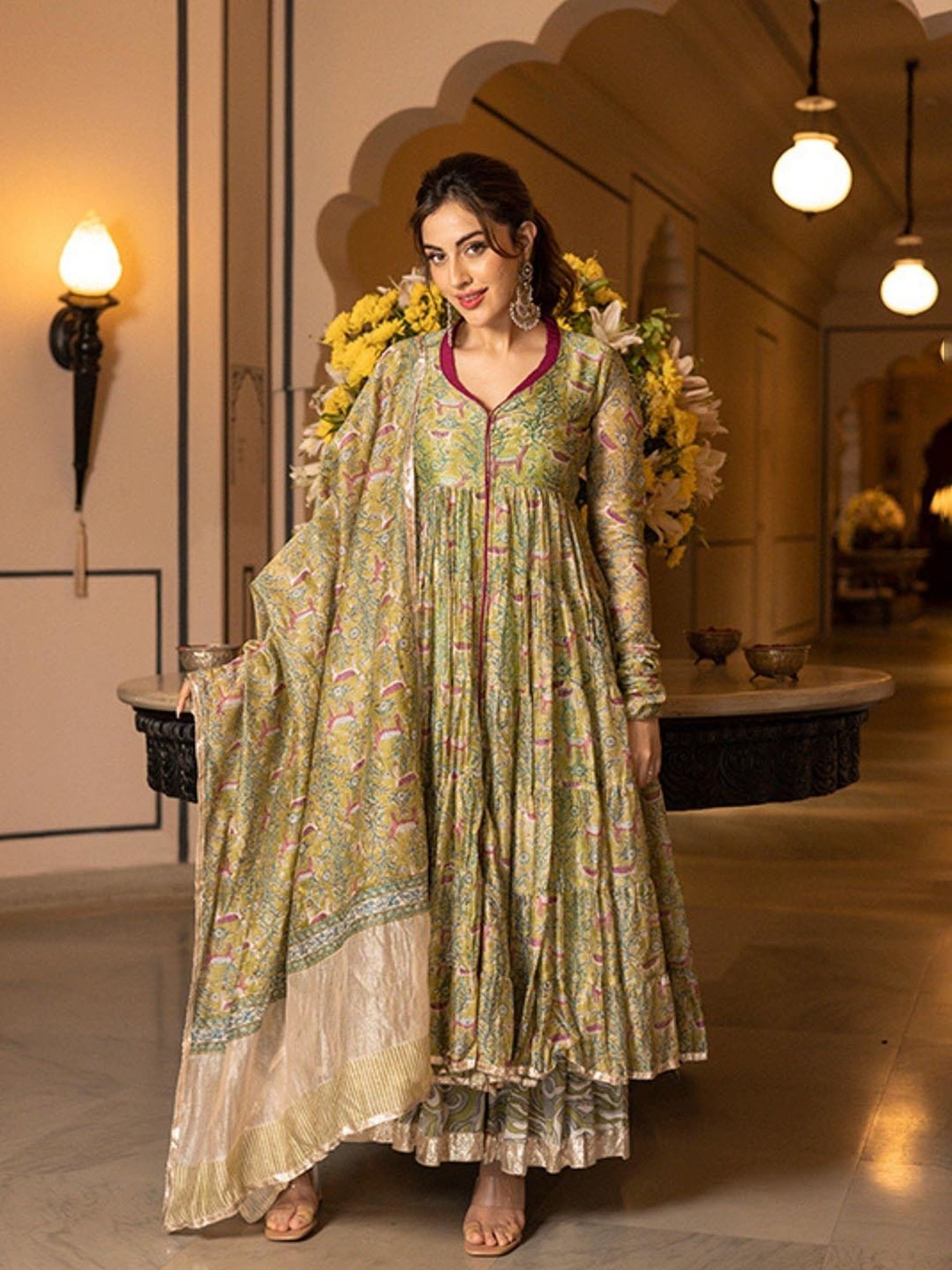 AACHHO Green Samyukta Chanderi Gotapatti Sharara Set