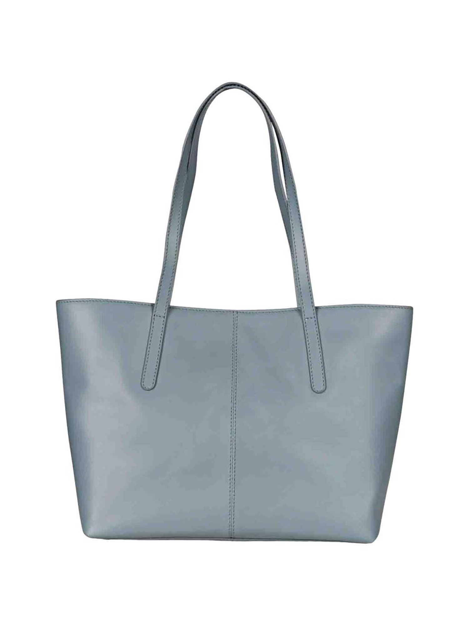 Favore Blue Solid Medium Tote Handbag