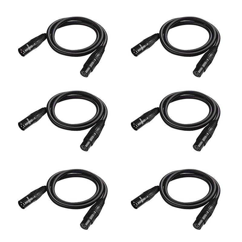 32 ft Flexible DMX Cable  GoldPlated 3 Pin Male to Female XLR Cable DMX Wire Best for DJ Stage Light Moving Head Par Lights 6 Pack
