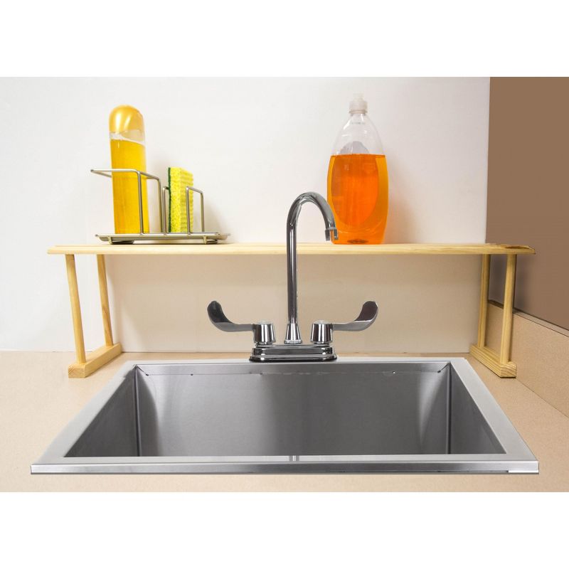Home Basics Space-Saving Oak Wood Over the Sink Multi-Use Shelf
