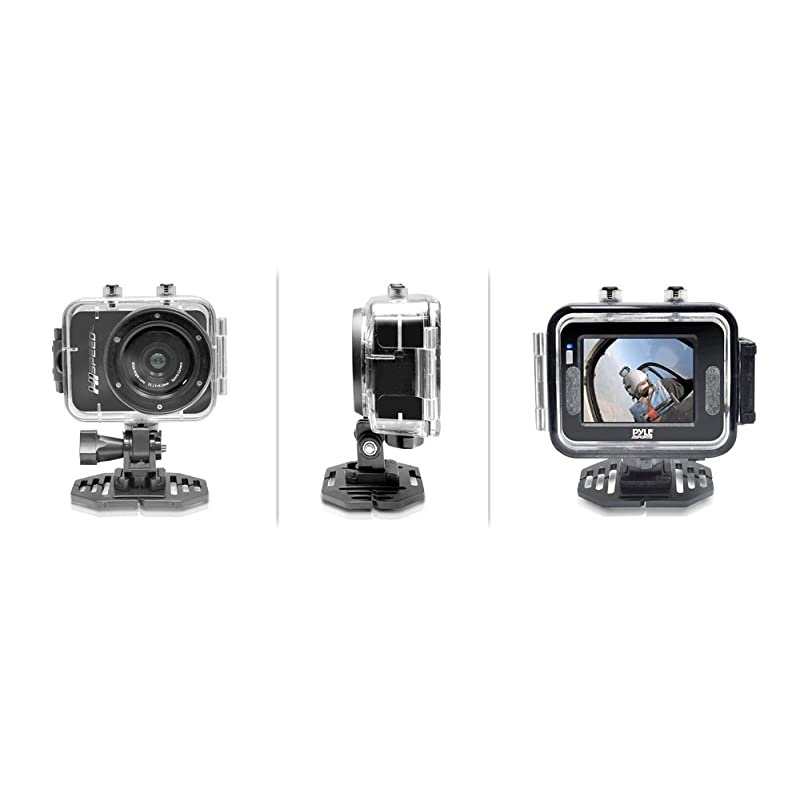 Hi Speed Sports Action Camera - HD 1080P Mini Camcorder w/ 12 MP Cam, 2.4" Touch Screen USB SD Card HDMI, Battery - Waterproof Case, USB Cable, Wireless Remote Control, Mount -  PSCHD60BK (Black)