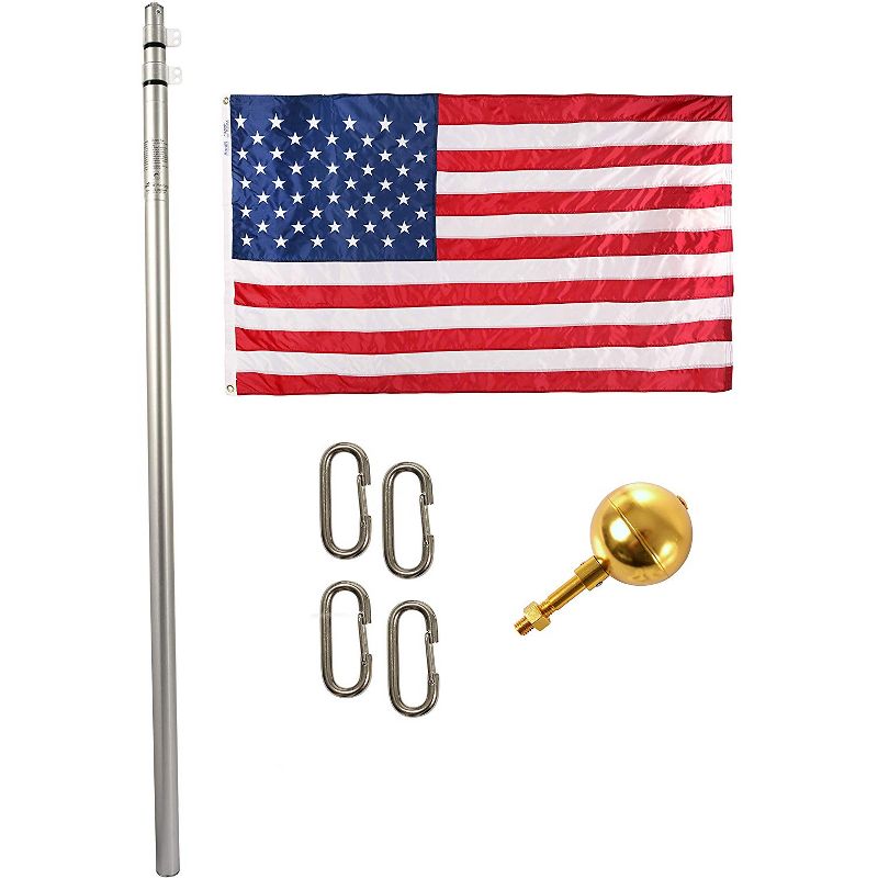 EZPOLE Flagpoles Residential 17 Feet Outdoor Adjustable Telescoping Liberty Flagpole with American Flag