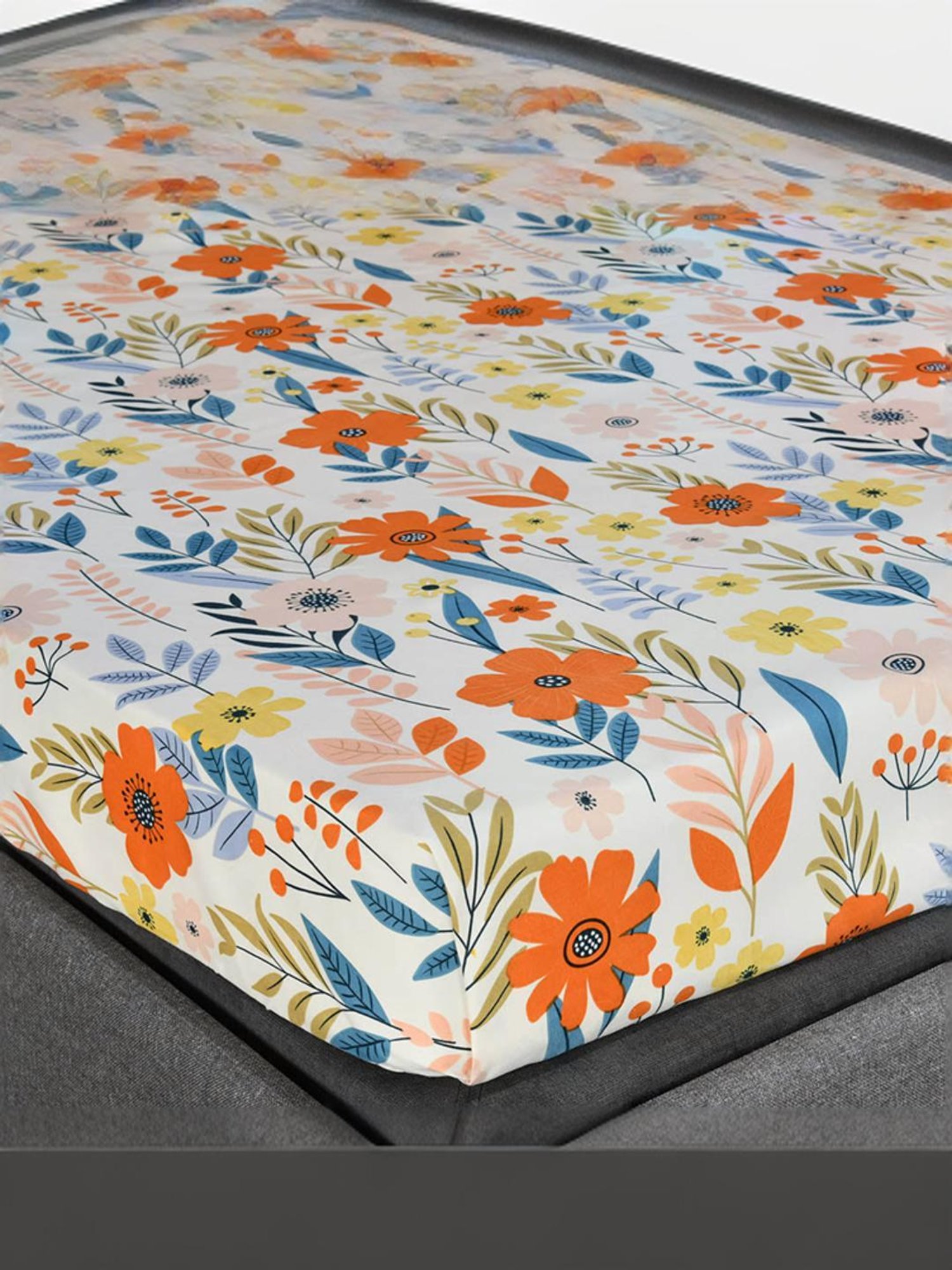 @Home Aurora Beige 130 GSM Polyester Double Bedsheet with 2 Pillow Covers