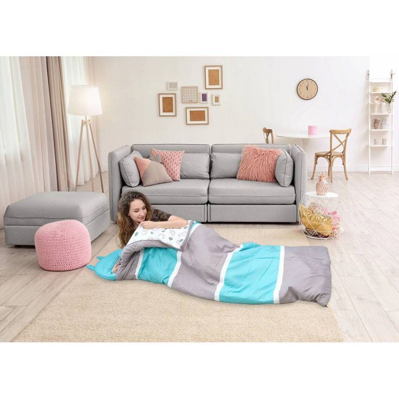 Twin XL Holger Sleeping Bag Gray/Aqua - Chic Home Design