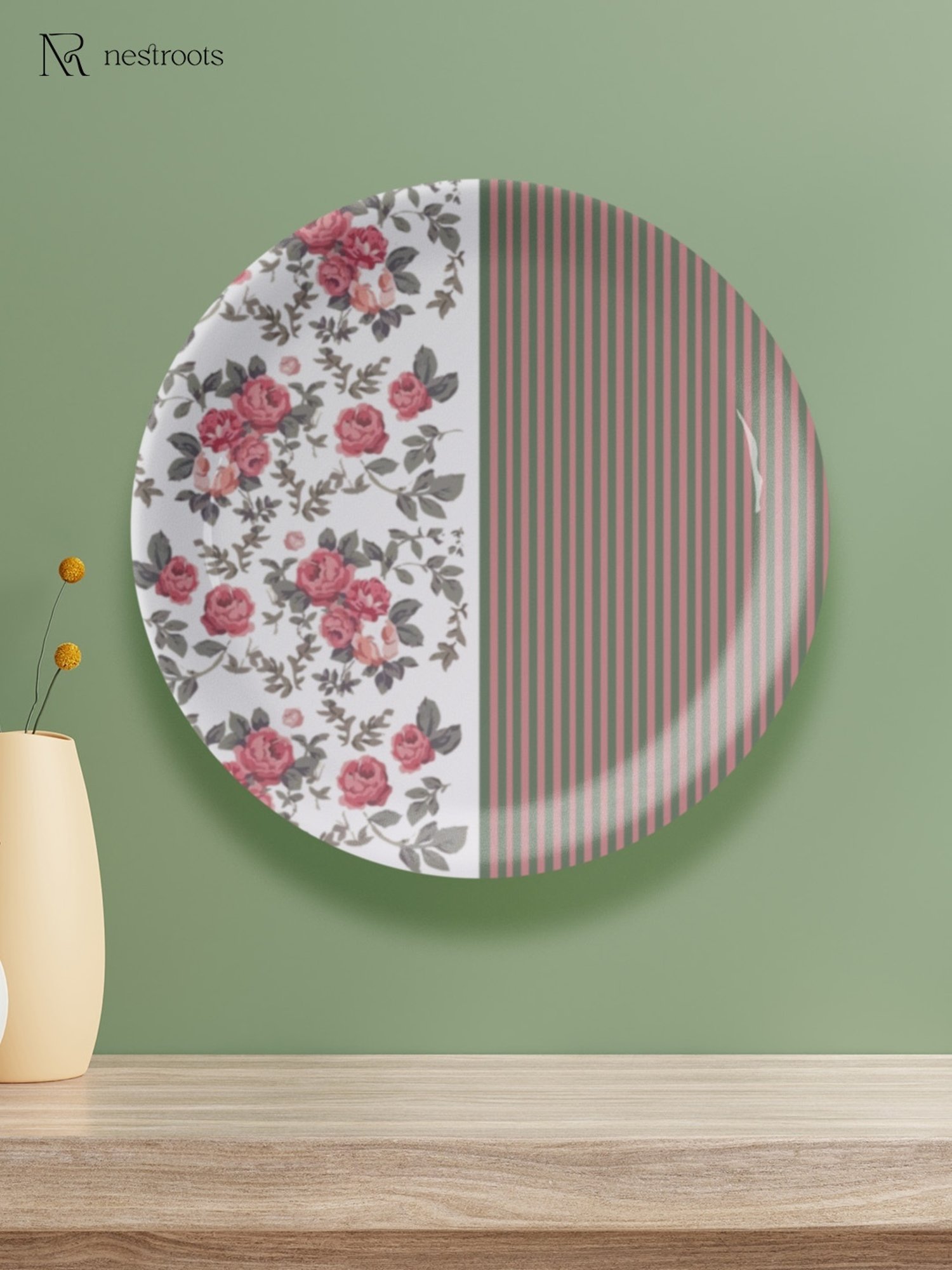 Nestroots English Floral Printed Multicolor Porcelain Wall Plate
