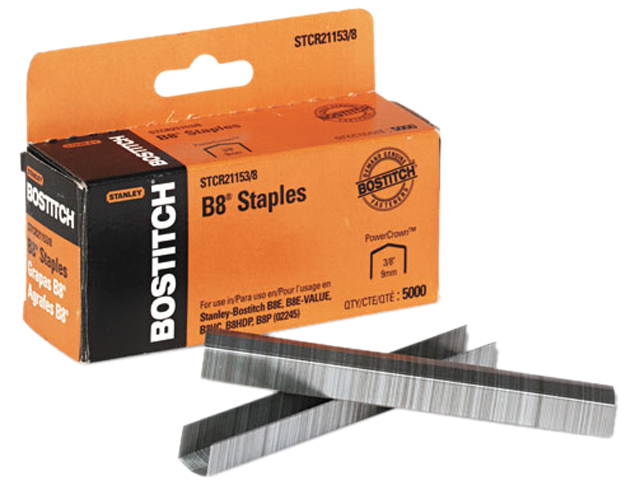 Stanley Bostitch STCR21153/8 B8 Powercrown Staples, 3/8 Inch Leg Length, 5,000/Box