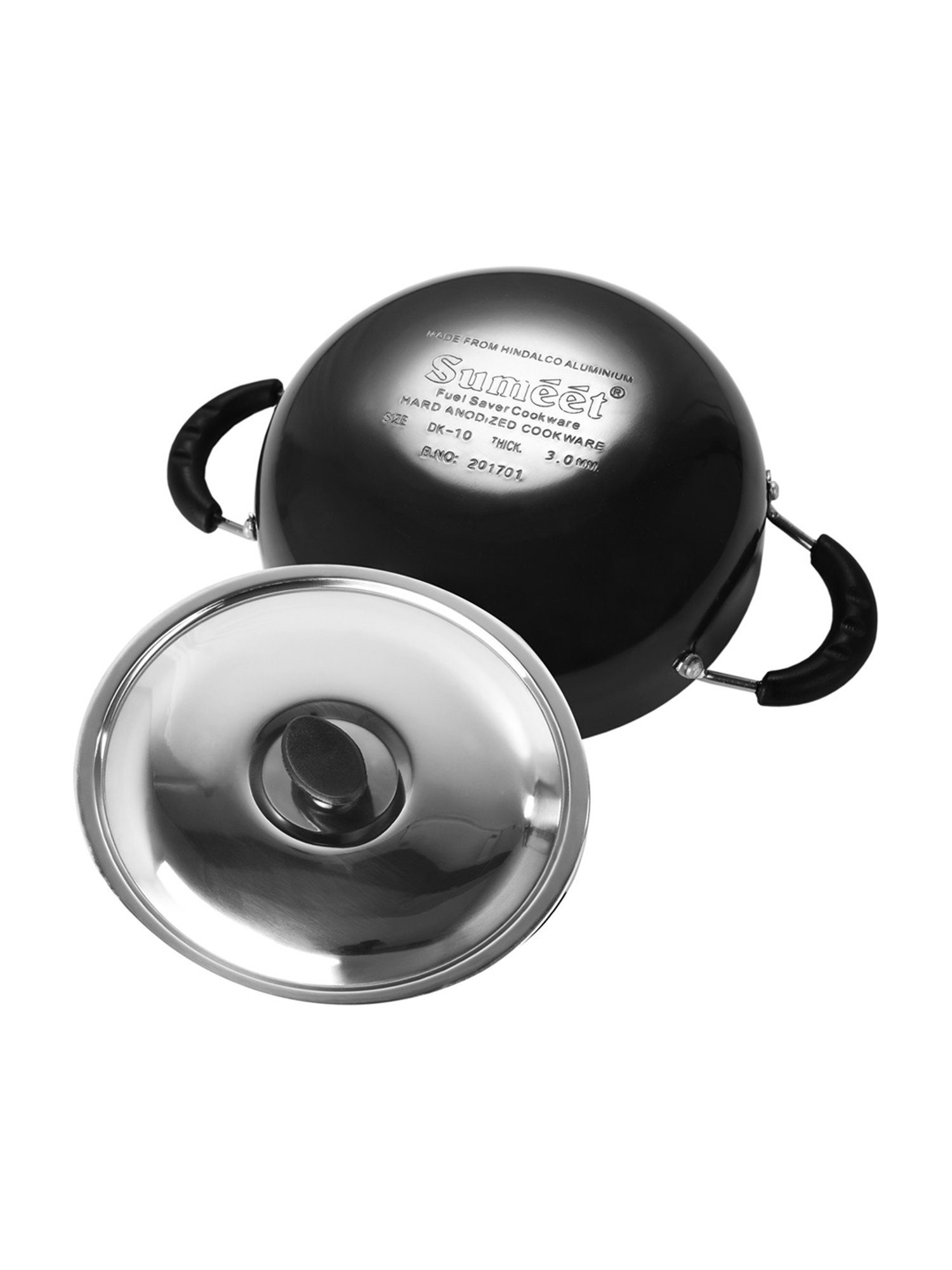 JUDGE Everyday Black Aluminium 20 cm Deep Appachatty With Lid (0.8 L)