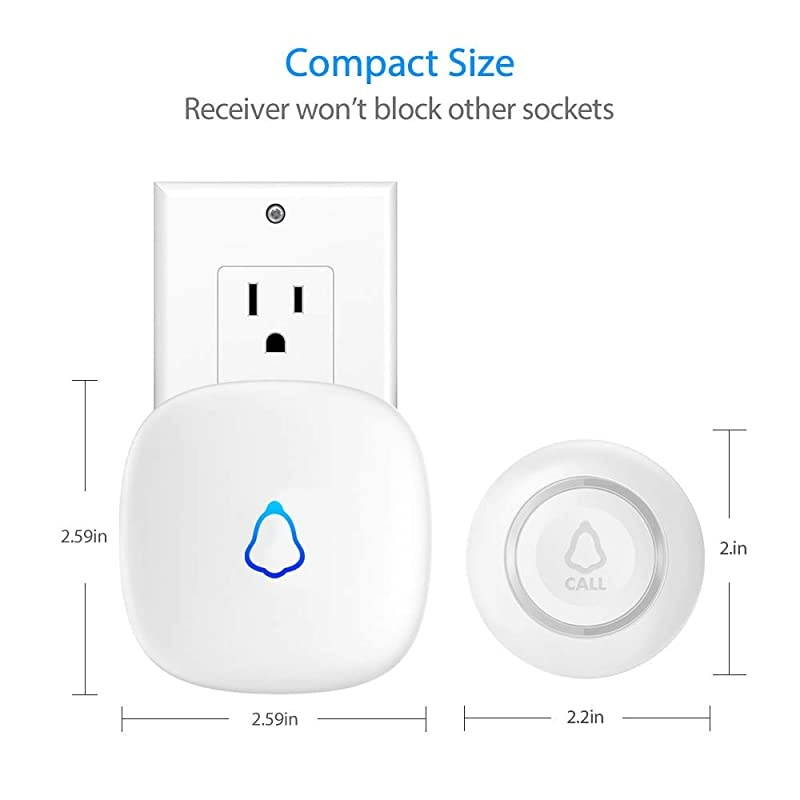 Wireless Doorbell  Waterproof Doorbell 500+Ft Range Loud Enough with LED Flashing