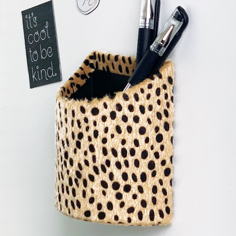 Magnetic Locker Pencil Cup Paperboard Brown Black Dot - Paper Riot Co