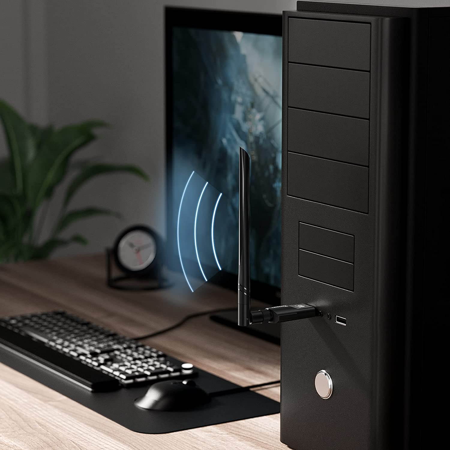 USB WiFi Adapter 1200Mbps  USB 3.0 WiFi 802.11 ac Wireless Network Adapter with Dual Band 2.42GHz/300Mbps 5.8GHz/866Mbps 5dBi High Gain Antenna for Desktop Windows XP/Vista / 7-10 Mac