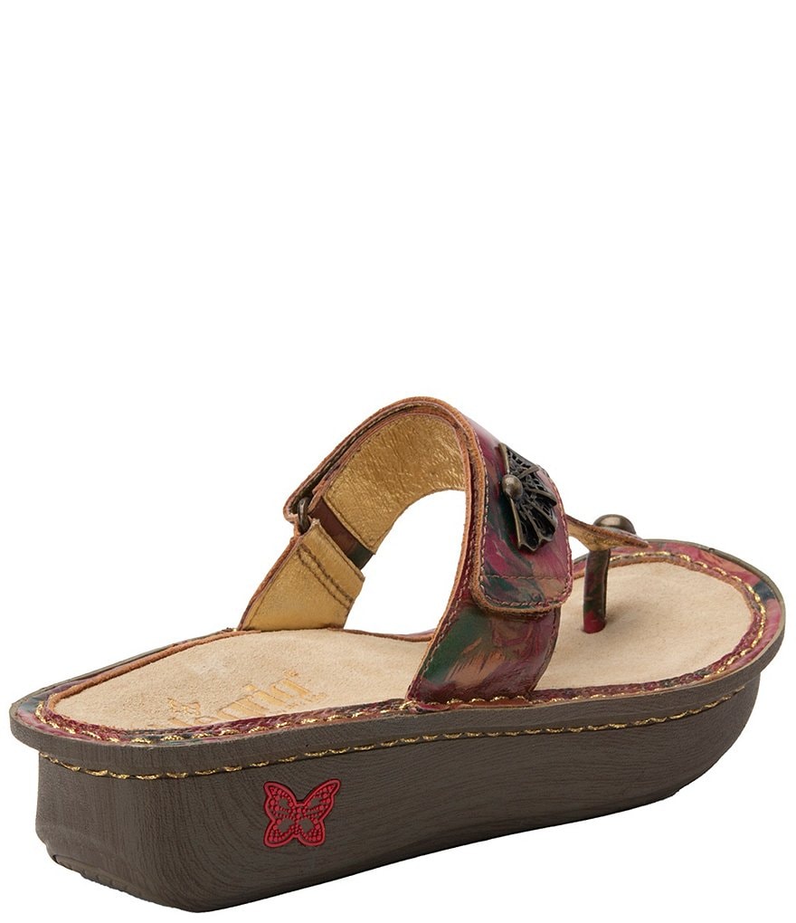 Alegria Carina Printed Leather Platform Wedge Thong Sandals