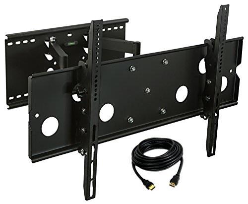 mountit! heavy duty full motion tv wall mount, large articulating television wall mount, fits lcd led plasma flat screen curved tvs up to 175 lbs, hdmi cable included mi310b