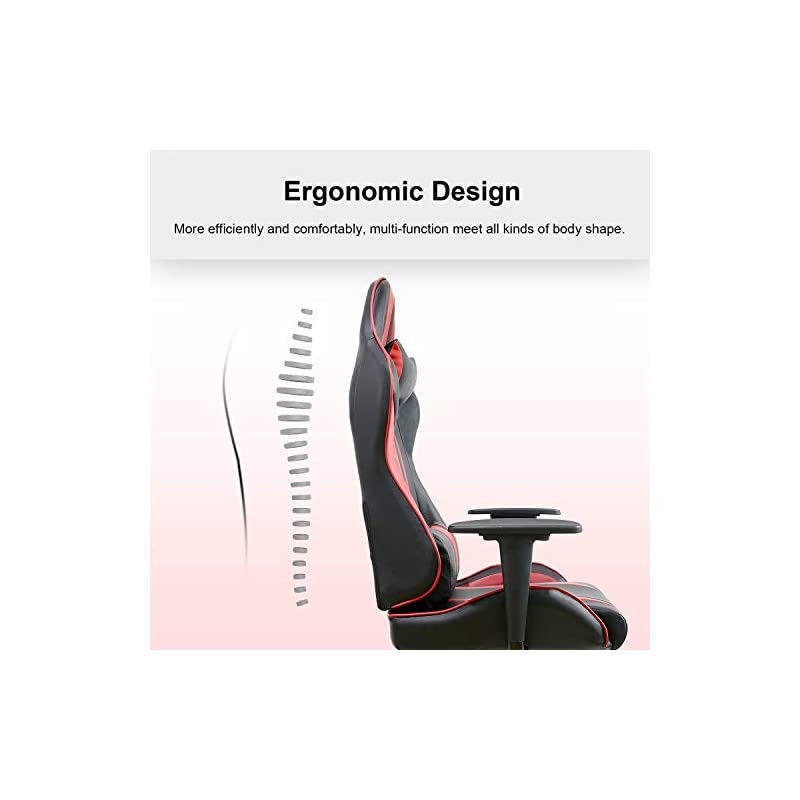 Racing Style Gaming Chair 400LBS Computer Desk Chair with Footrest and Headrest, Ergonomic Design, Large Size High-Back E-Sports Chair, PU Leather Swivel Chair (Gray-FBA)
