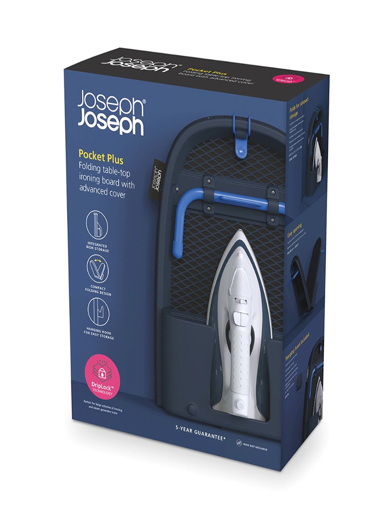 Joseph Joseph Black & Blue Carbon Steel Pocket Folding Table-top Ironing Board