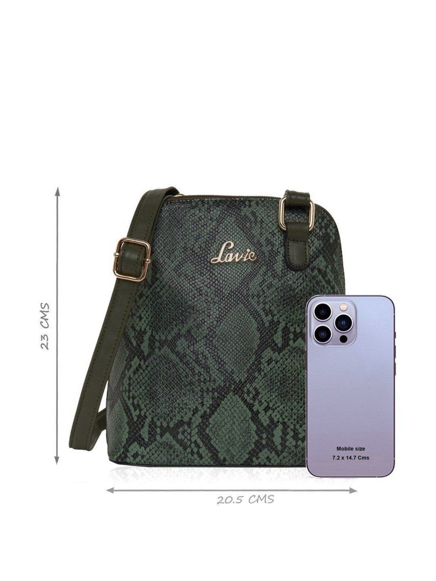 Lavie Green Textured Medium Sling Handbag