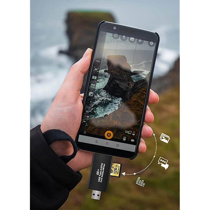 SD Card Reader/Writer 3.0 Memory Card Reader for Android Phone/PC/Laptop/Camera/Mac/Windows/Linux, with USB and Typc C Port