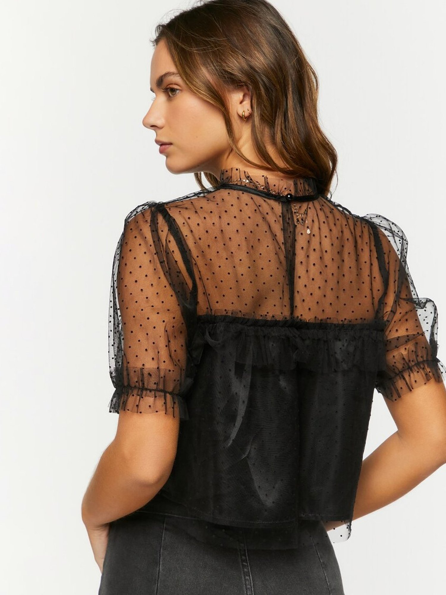 Forever 21 Black Self Pattern Top