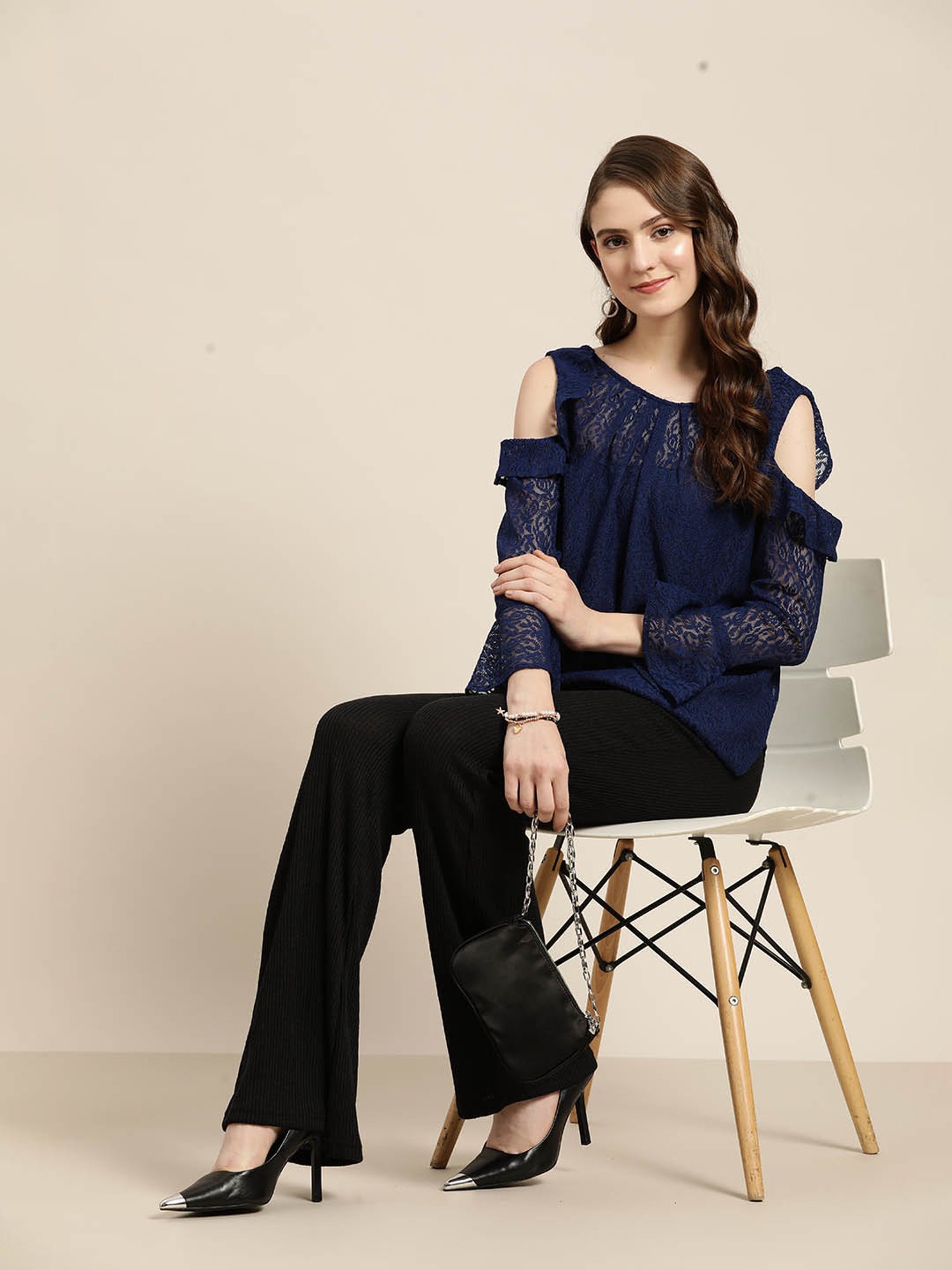 Qurvii Navy Self Design Top