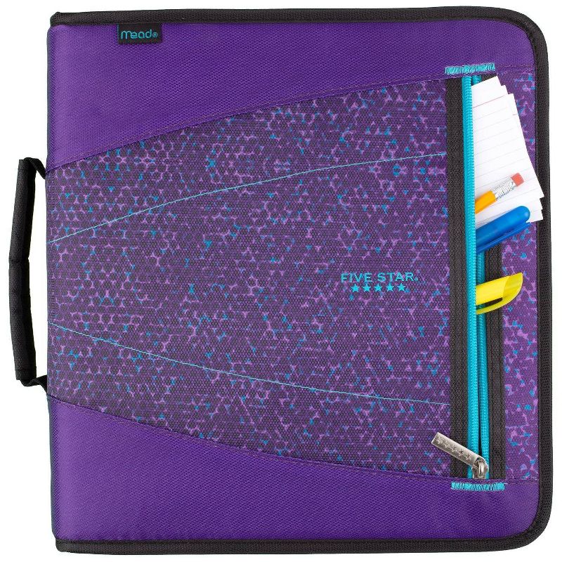 2" Ring Zipper Binder with File Folders Purple Dissolve - Five Star