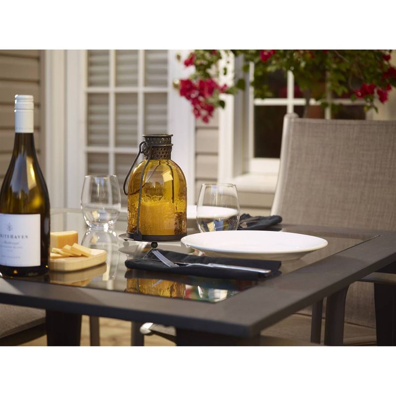 Smart Living 11" Monaco Glass LED Candle Outdoor Lantern - Amber