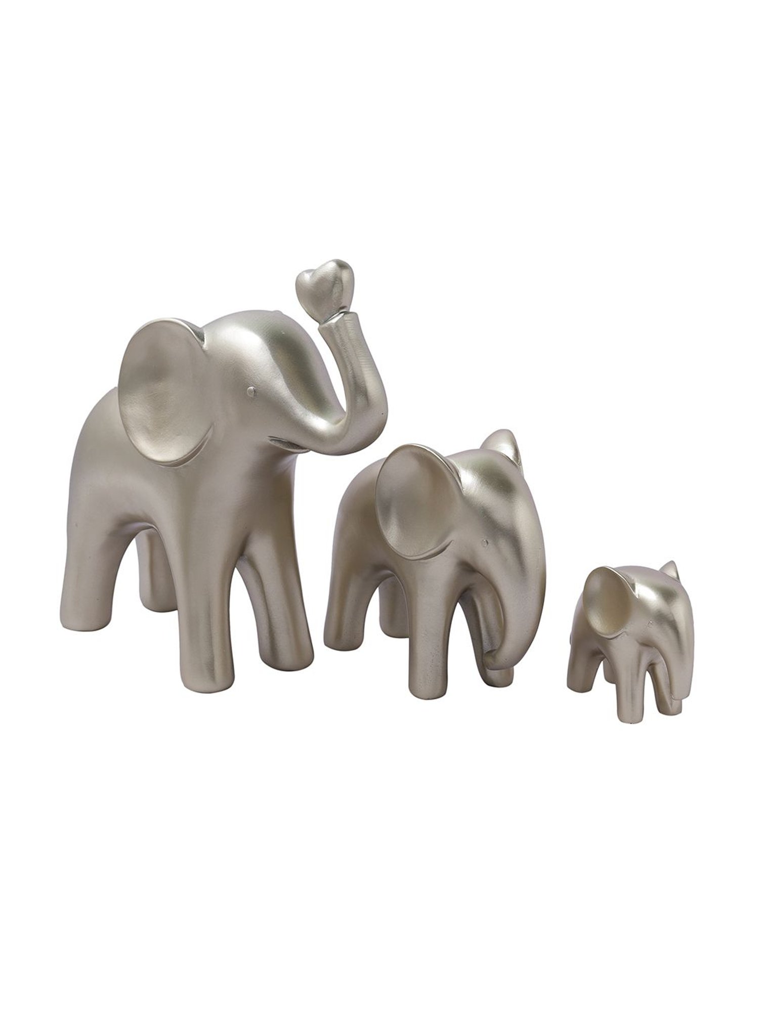 Tayhaa Golden Set Of 3 Golden Cute & Happy Elephant Showpiece