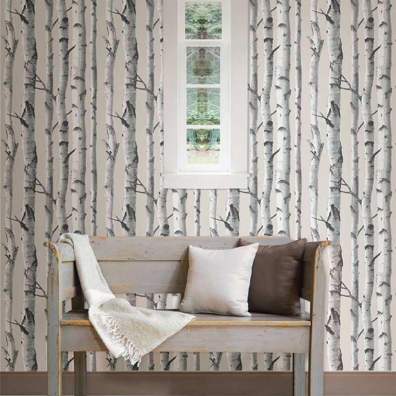 NuWallpaper Birch Tree Peel & Stick Wallpaper White