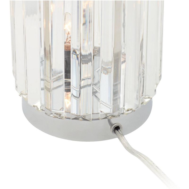 Regency Hill Traditional Table Lamps Set of 2 with Night Light Clear Glass Rod Brushed Nickel White Drum Living Room Bedroom House