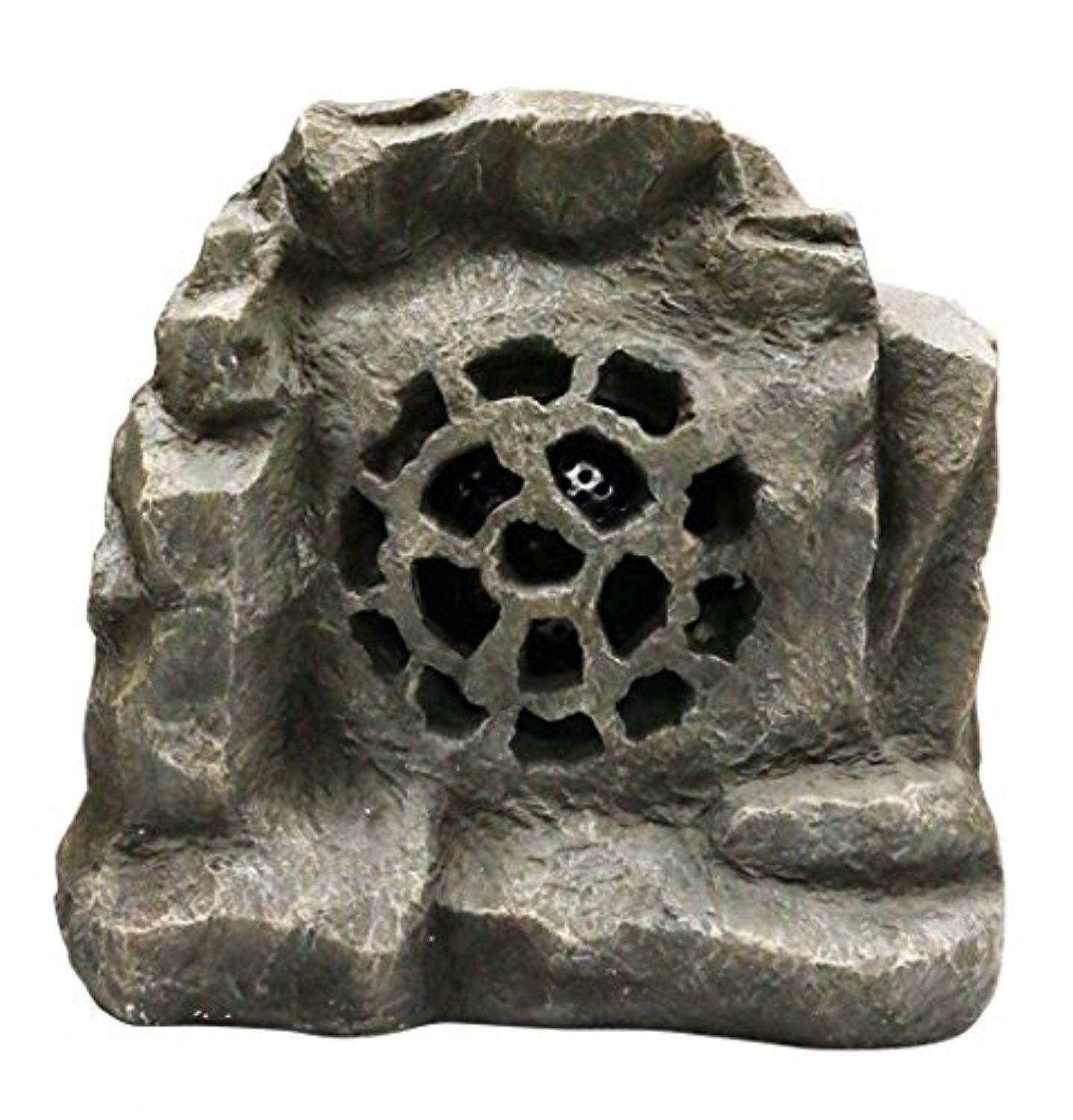 alpine corporation's revolutionary solar & bluetooth outdoor rock speaker usb charging option enabled comes with 1 year warranty grey