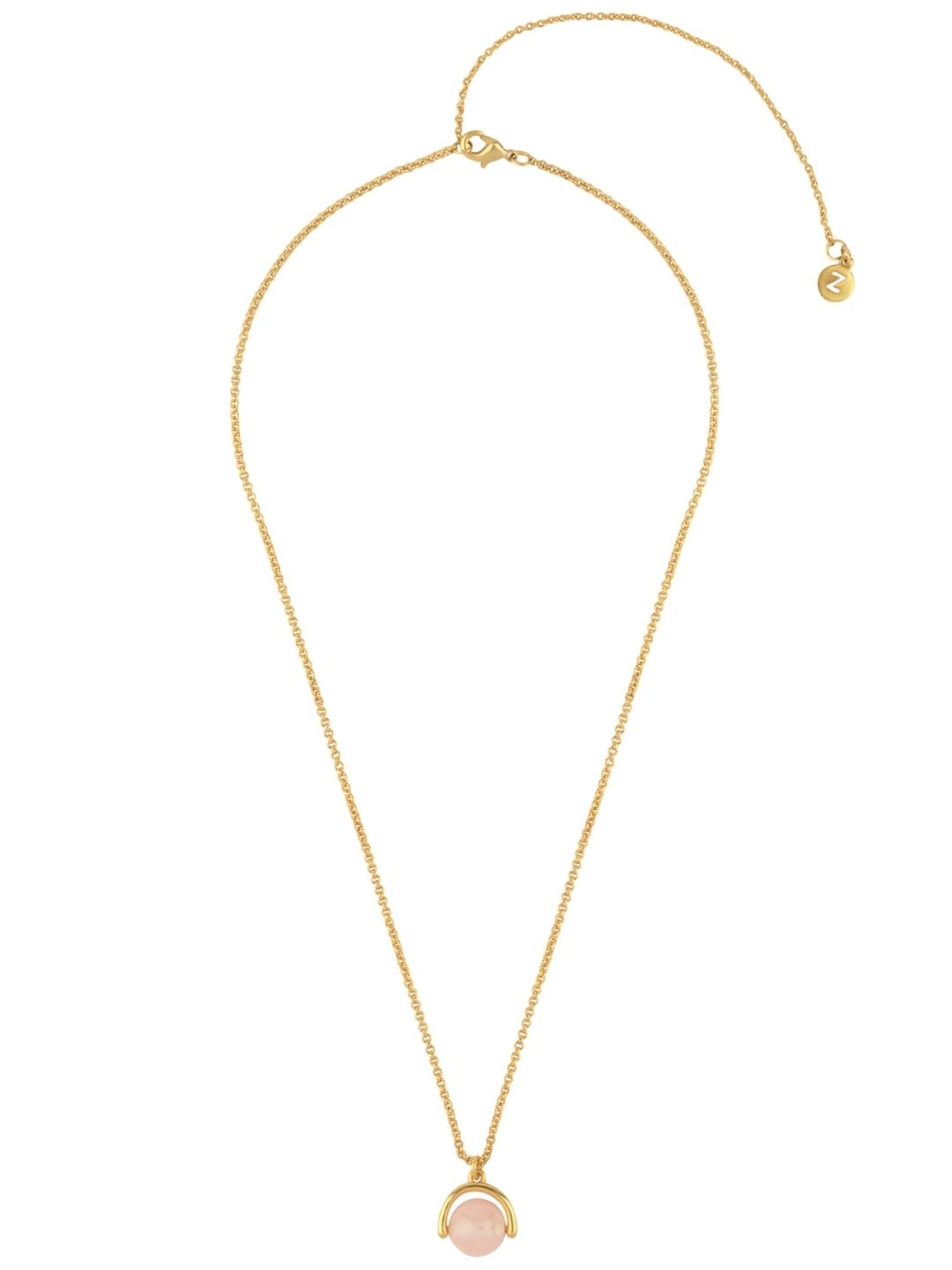 Accessorize London Women's Z Real Gold Plated Sphere Rose Quartz Pendant Necklace