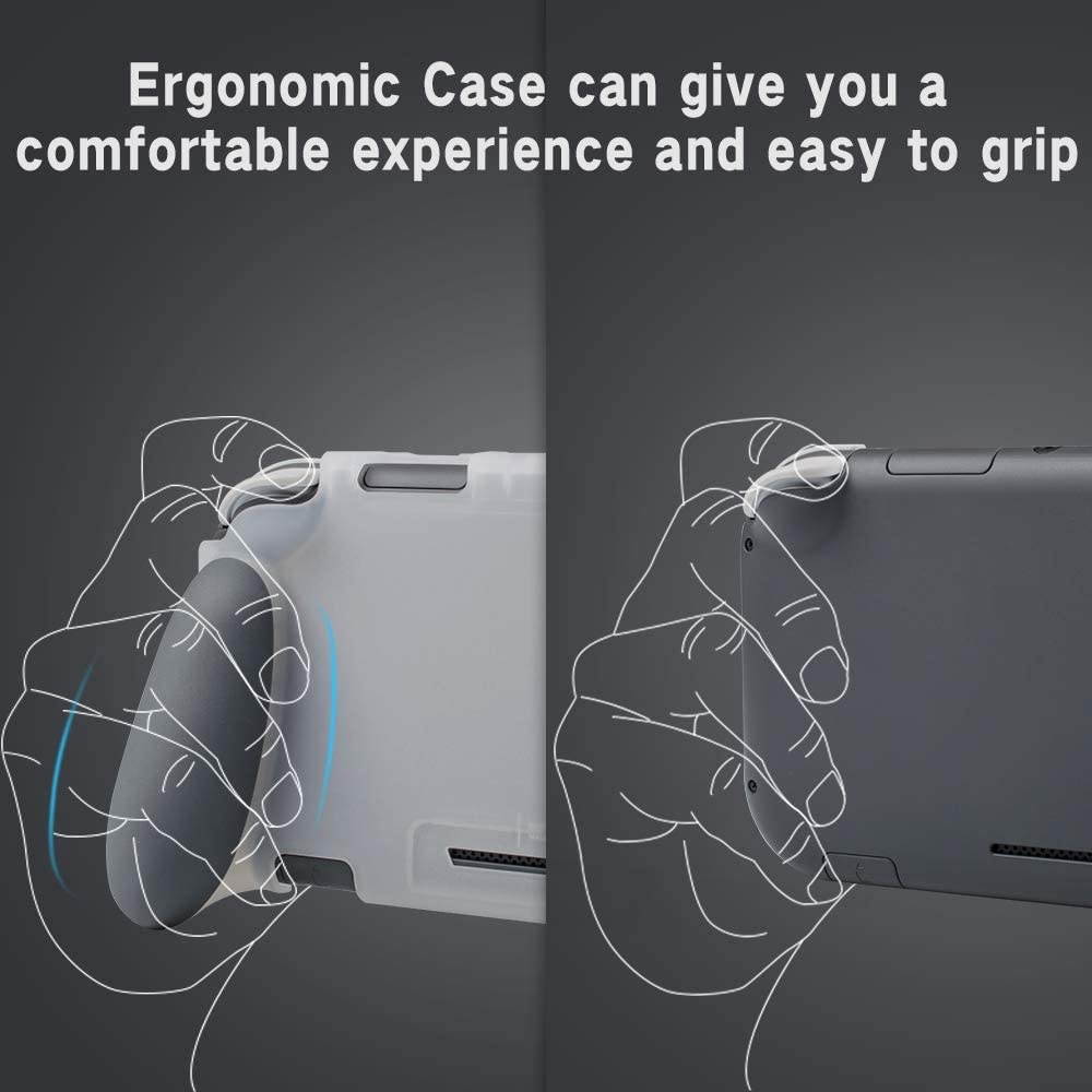 NA Protective Case for Nintendo Switch Lite, Grip Case Cover for Nintendo Switch Lite, Grip Cover in Silicone with Anti-Scratch and Shock-Absorption Soft TPU (Grip Case and Carrycase, Gray)