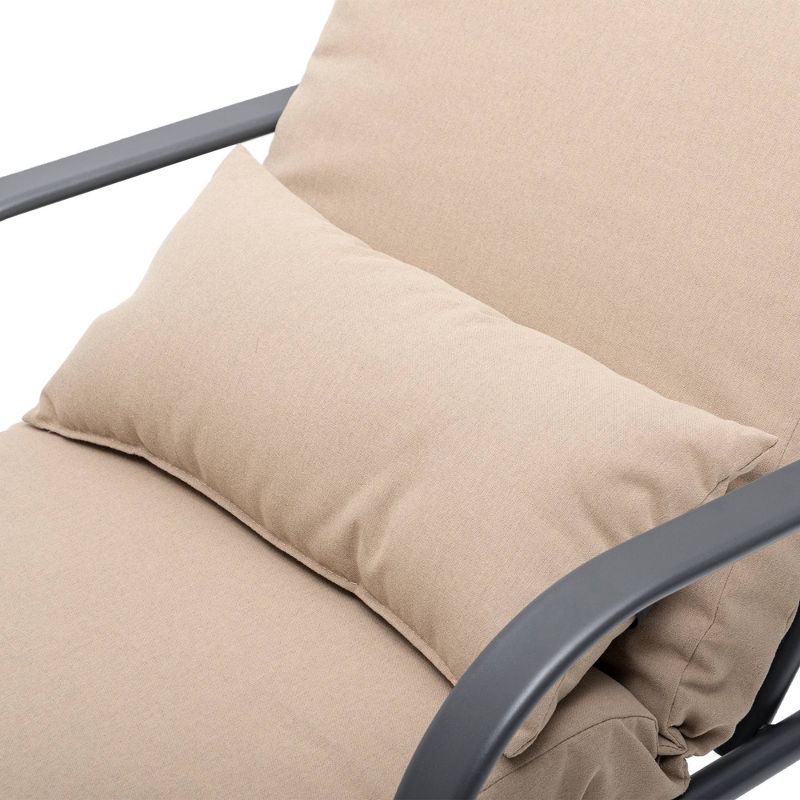 Adjustable Chaise Lounge Chair with Cushion & Pillow - Tan - Crestlive Products
