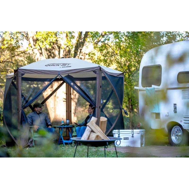 Clam PortableCanopy Shelter, Brown w/ Clam Quick Set Wind & Sun Panels (3 Pack)