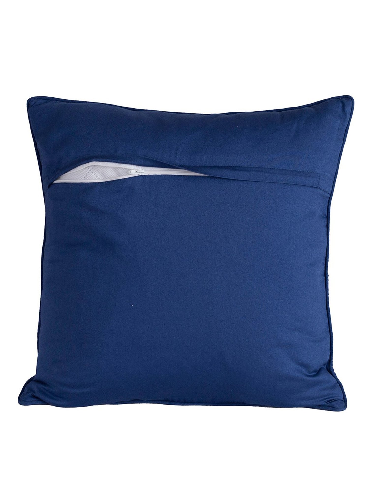 Maspar Hues Folklore Transition Embroidery Blue Cotton Cushion Cover