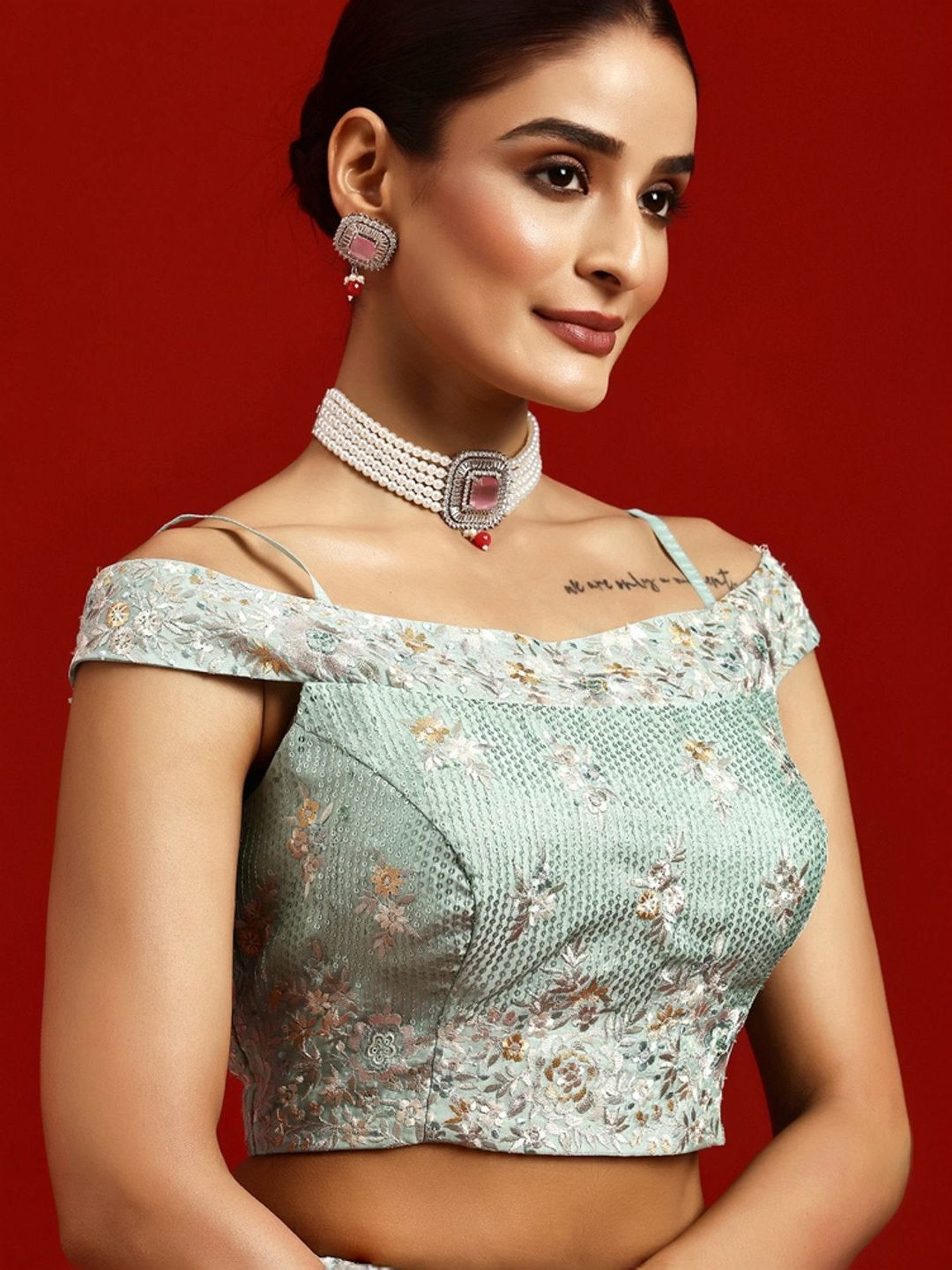 Libas Art Green Embroidered Lehenga Choli Set With Dupatta