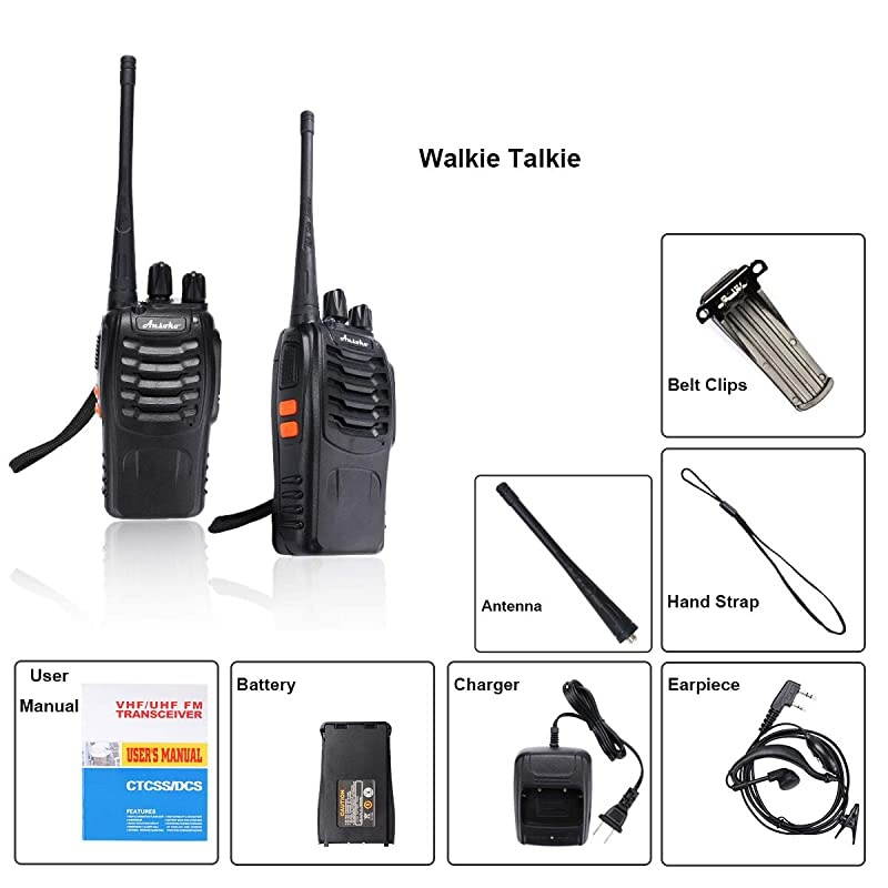 Walkie Talkies Rechargeable Long Range Two Way Radios 16Channel with Earpiece Battery n Charger 3 Pack