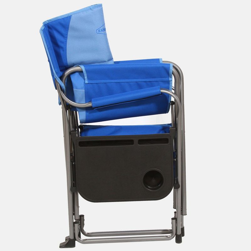 Kamp-Rite KAMPCC116 Director's Chair Outdoor Furniture Camping Folding Sports Chair with Side Table, Cup Holder, and 12 Can Ice Cooler, 2 Tone Blue