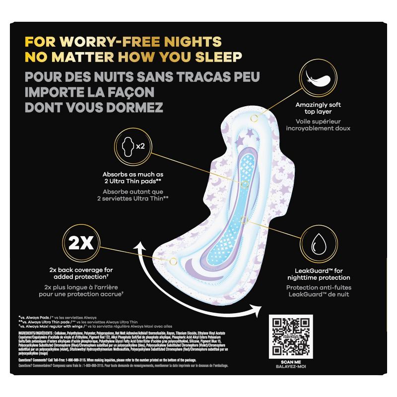 Always ZZZ Overnight Pads with Wings - Size 6 - 20ct