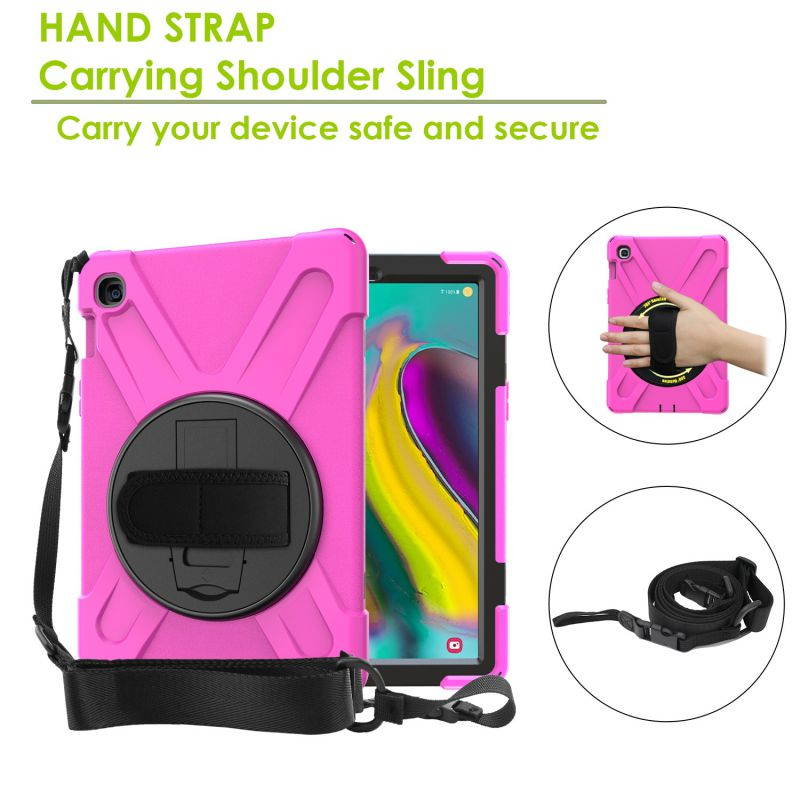 Galaxy Tab A 10.1 Case, Fits 2019 T510/T515 Shockproof Heavy Duty Shield Case Kickstand, Shoulder Strap Sling, Hand/Palm Strap For Samsung Galaxy Tab A 10.1 (2019) SM-T510 / SM-T515 (Red)